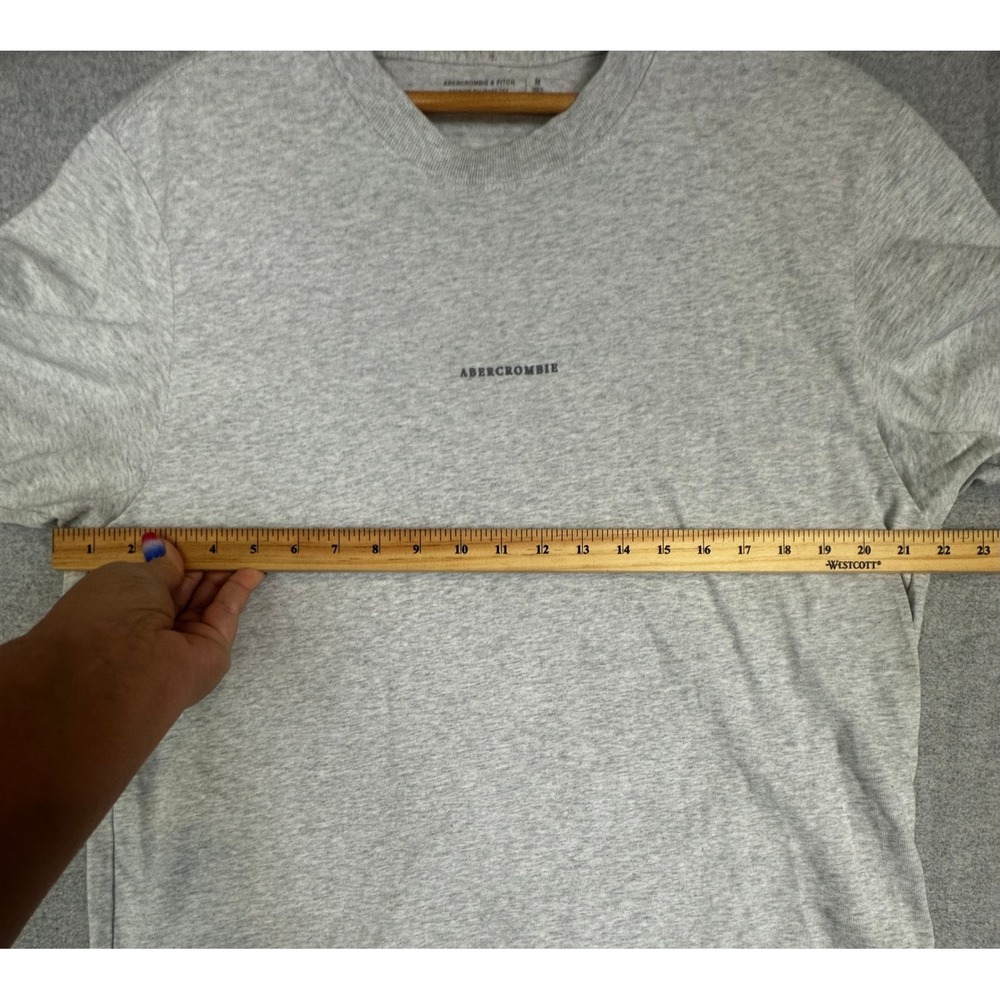 Abercrombie Fitch T Shirt Mens M Gray Premium Polished Tee Textured Logo - Picture 6 of 8